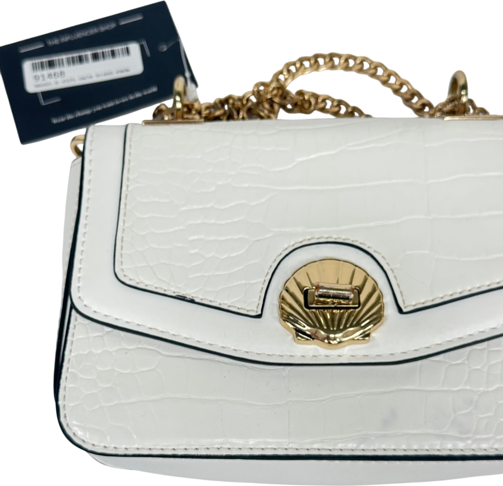 Topshop White Crossbody Shoulder Bag with Gold Shell detail