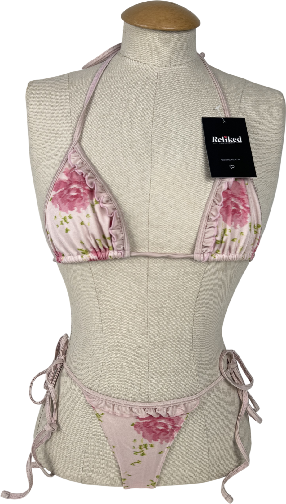Frankies Bikinis Pink Fresh Rose Bikini Set UK XS