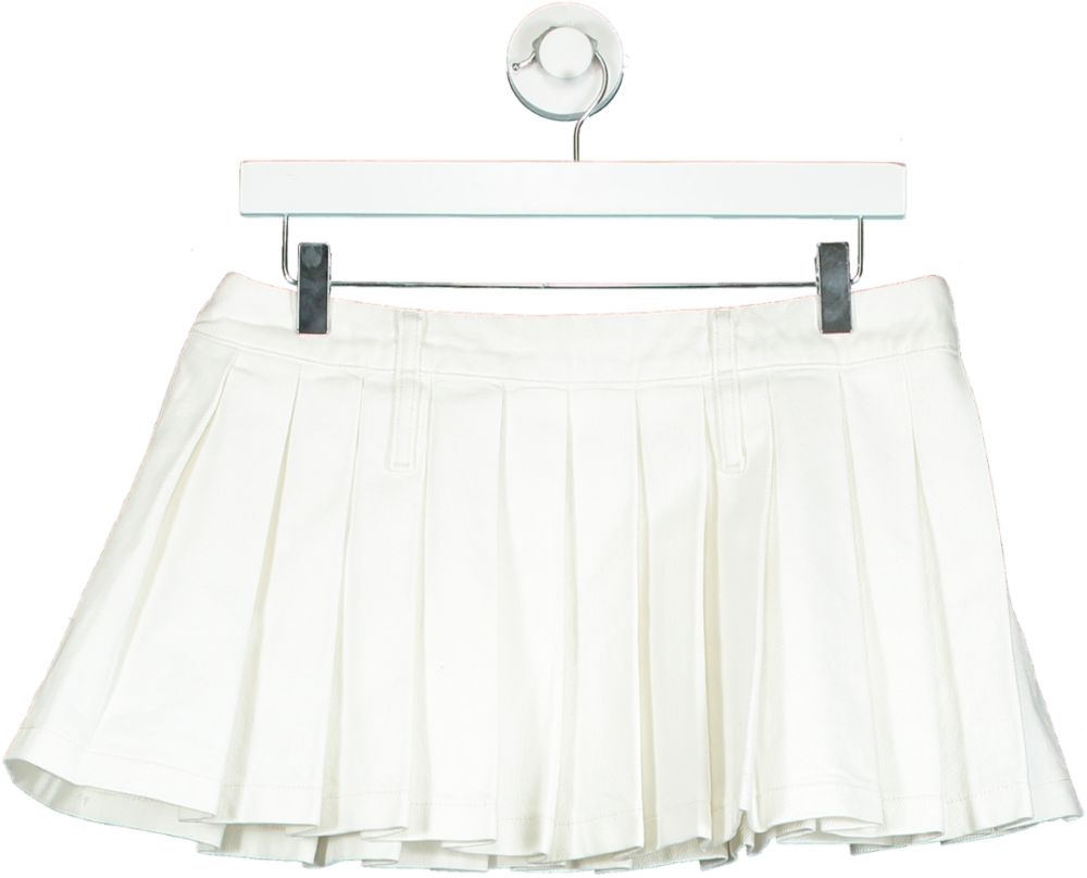 The Frankie Shop Cream Blake Pleated Denim Mini Skirt In White UK S