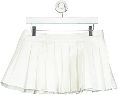 The Frankie Shop Cream Blake Pleated Denim Mini Skirt In White UK S