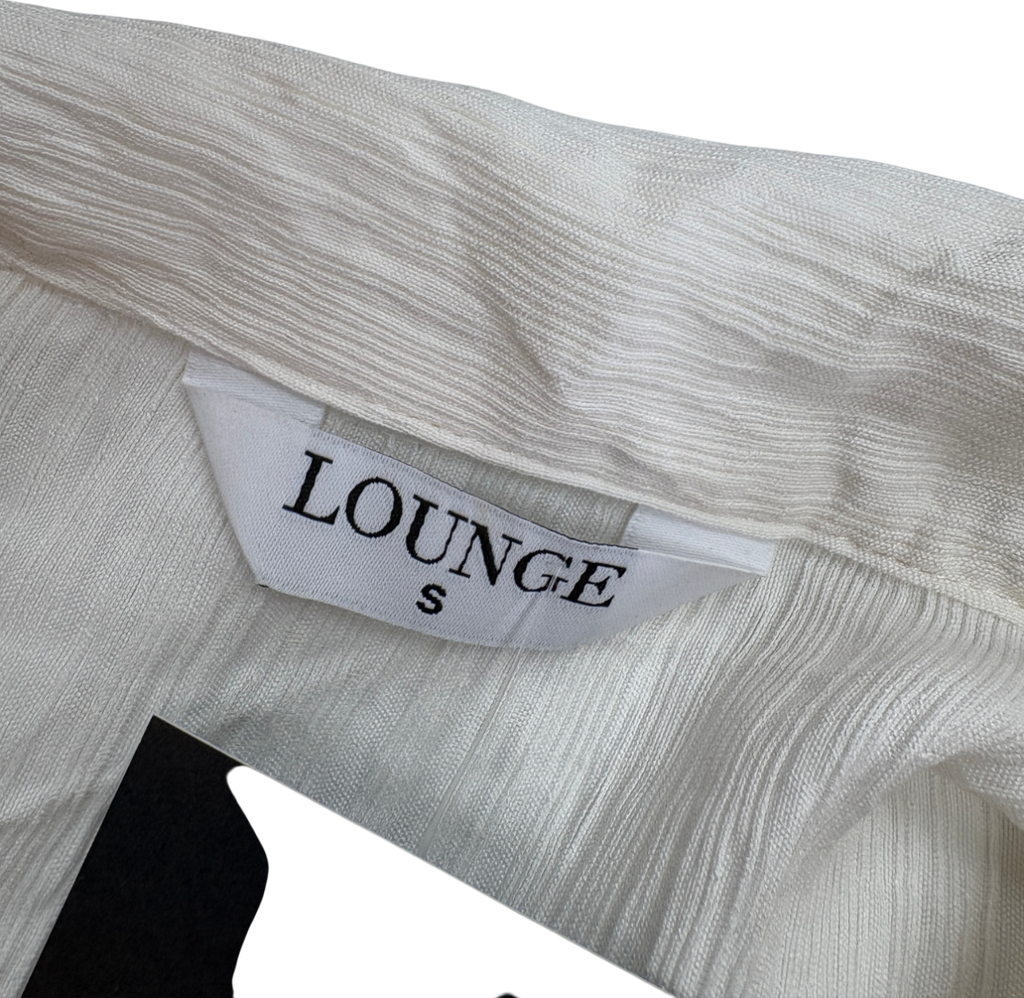 Lounge Underwear Cream Crinkle Pyjama Shirt And Trousers Set UK S