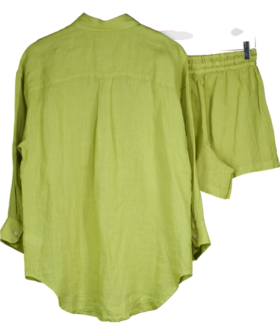 Next Green Linen Shirt And Shorts Set UK 8
