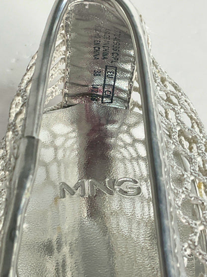 MANGO MNG Silver Mesh Ballet Flats UK 5