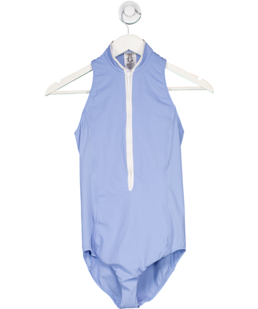 Hunza G Blue Katya Upf 50+ Swim Cornflower/white Onepiece Swimsuit UK XS