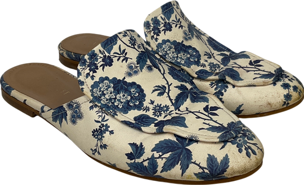 LK Bennett Cream Pembroke Toile De July Print Leather Backless Loafer UK 3 EU 36