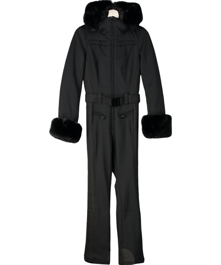 Goldbergh Black Parry Belted Hooded Faux Fur-trimmed Ski Suit UK 8