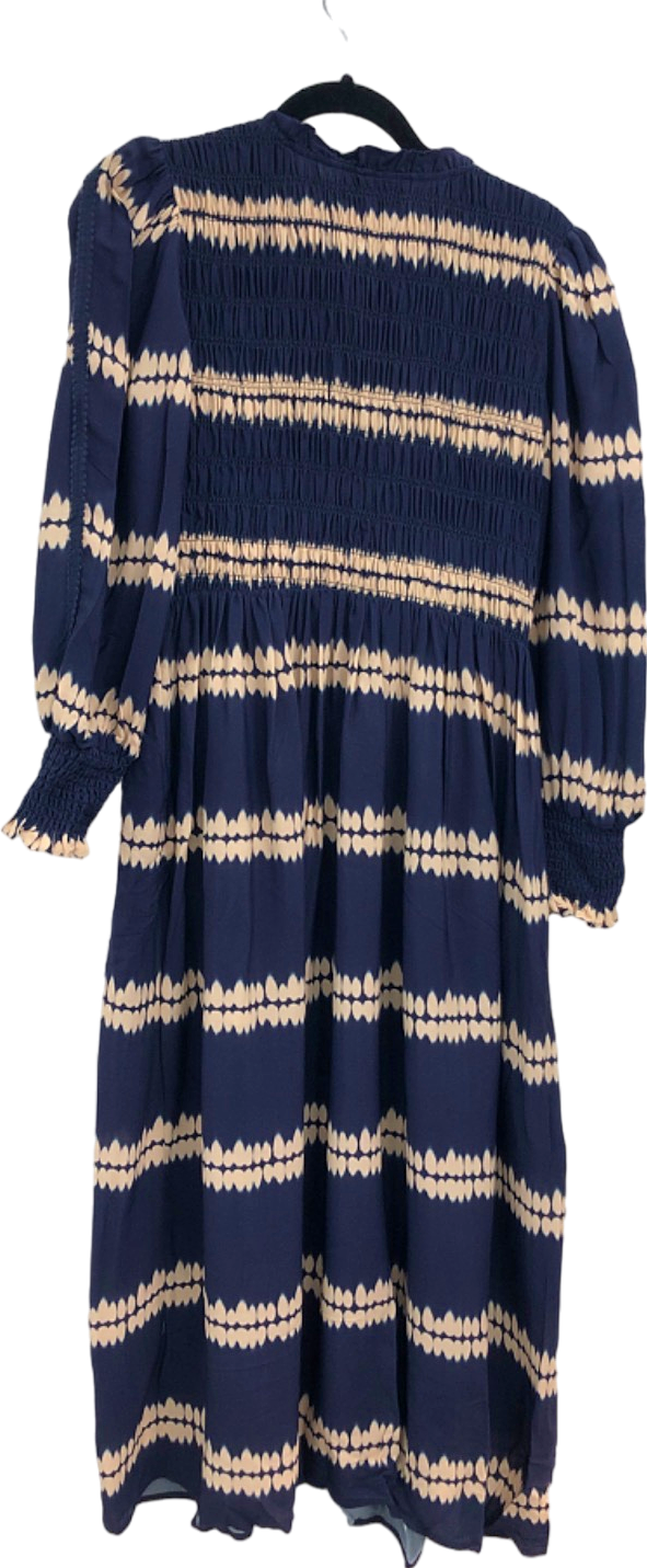 WYSE Blue and Cream Aggie Shibouri Dress - Midnight/Ivory UK 8