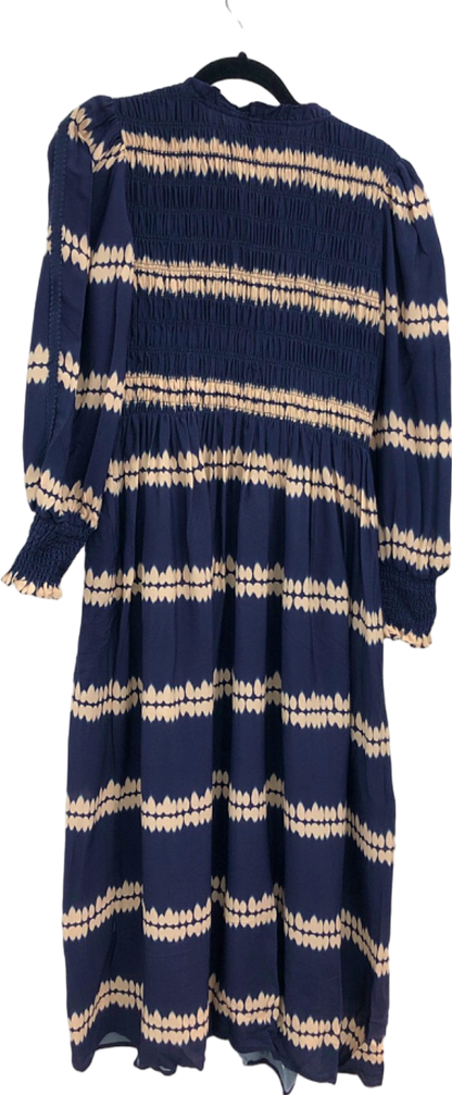 WYSE Blue and Cream Aggie Shibouri Dress - Midnight/Ivory UK 8