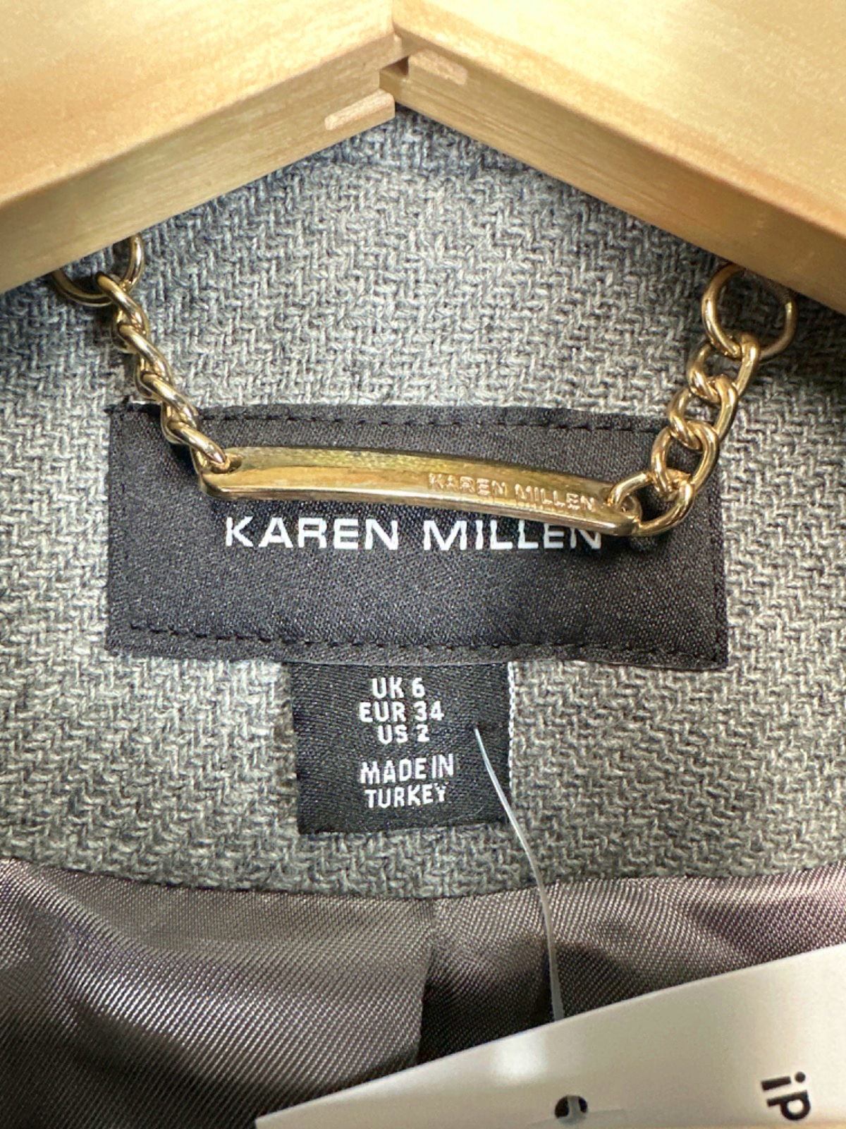 Karen Millen Grey Wool Blend Military Peacoat UK 6