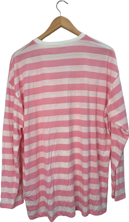 Boohoo Baby Pink and White Striped Long Sleeve Top UK 12
