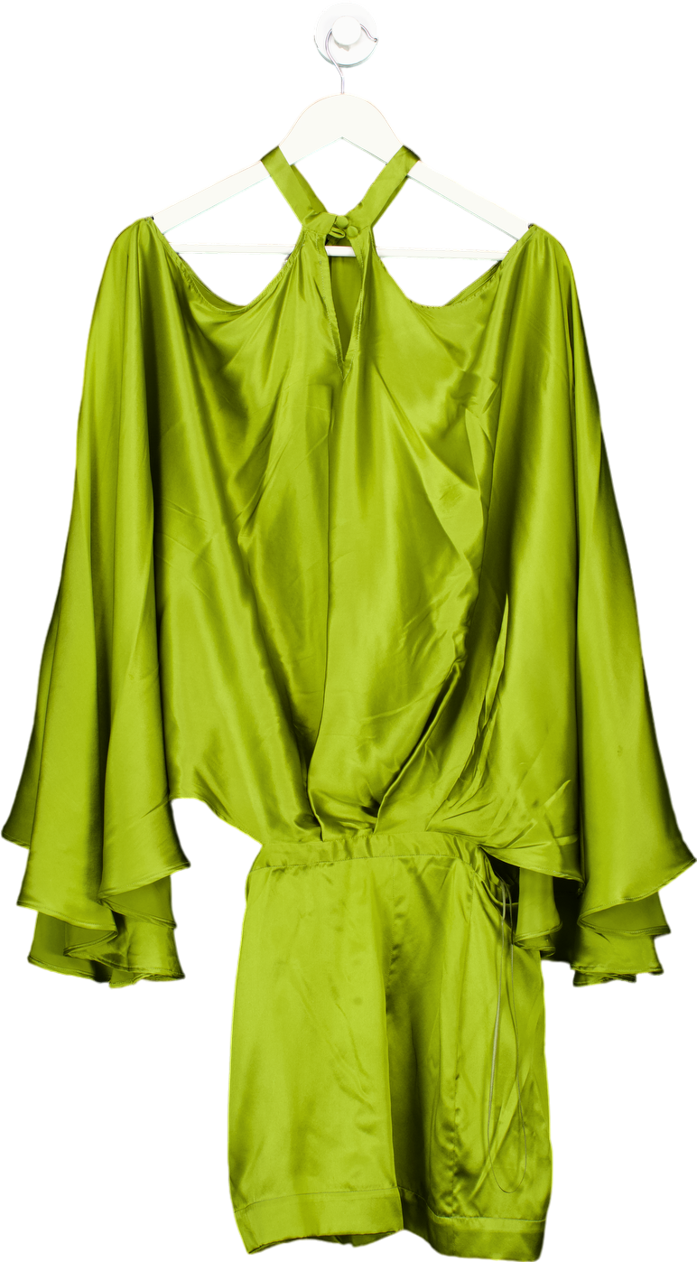 Taller Marmo Green Pure Silk Satin Kaftan Dress Size EU 40 UK 8