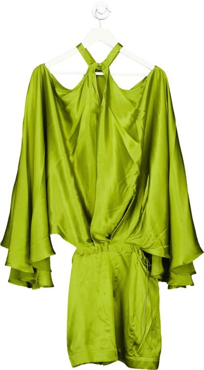 Taller Marmo Green Pure Silk Satin Kaftan Dress Size EU 40 UK 8