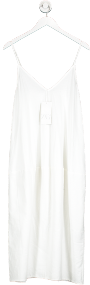 ZARA White Loose Fit Midi Dress UK S