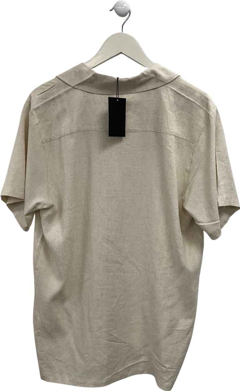 South Beach Beige Linen Look Shirt UK M