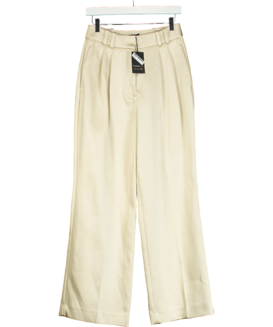 River Island Cream Bonded Satin Wide Leg Trouser UK 6