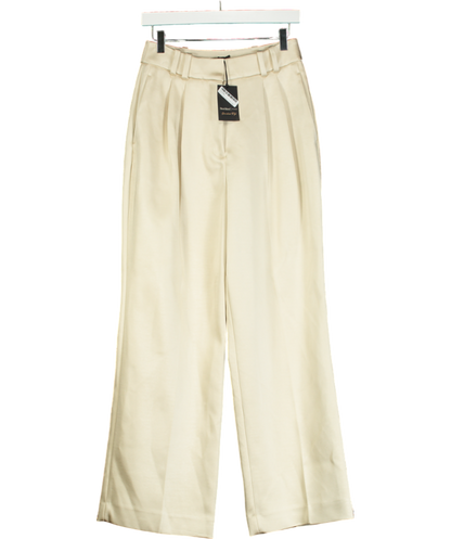 River Island Cream Bonded Satin Wide Leg Trouser UK 6