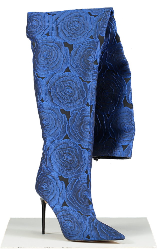 ZARA Blue Floral Full Length Boots UK 8 EU 41 👠