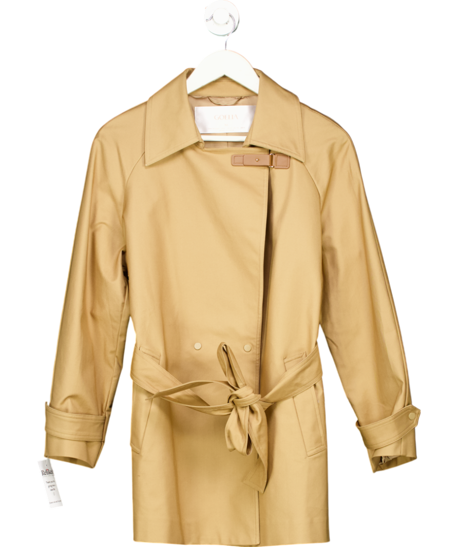 Goelia Beige Cropped Trench Coat With Belt UK M