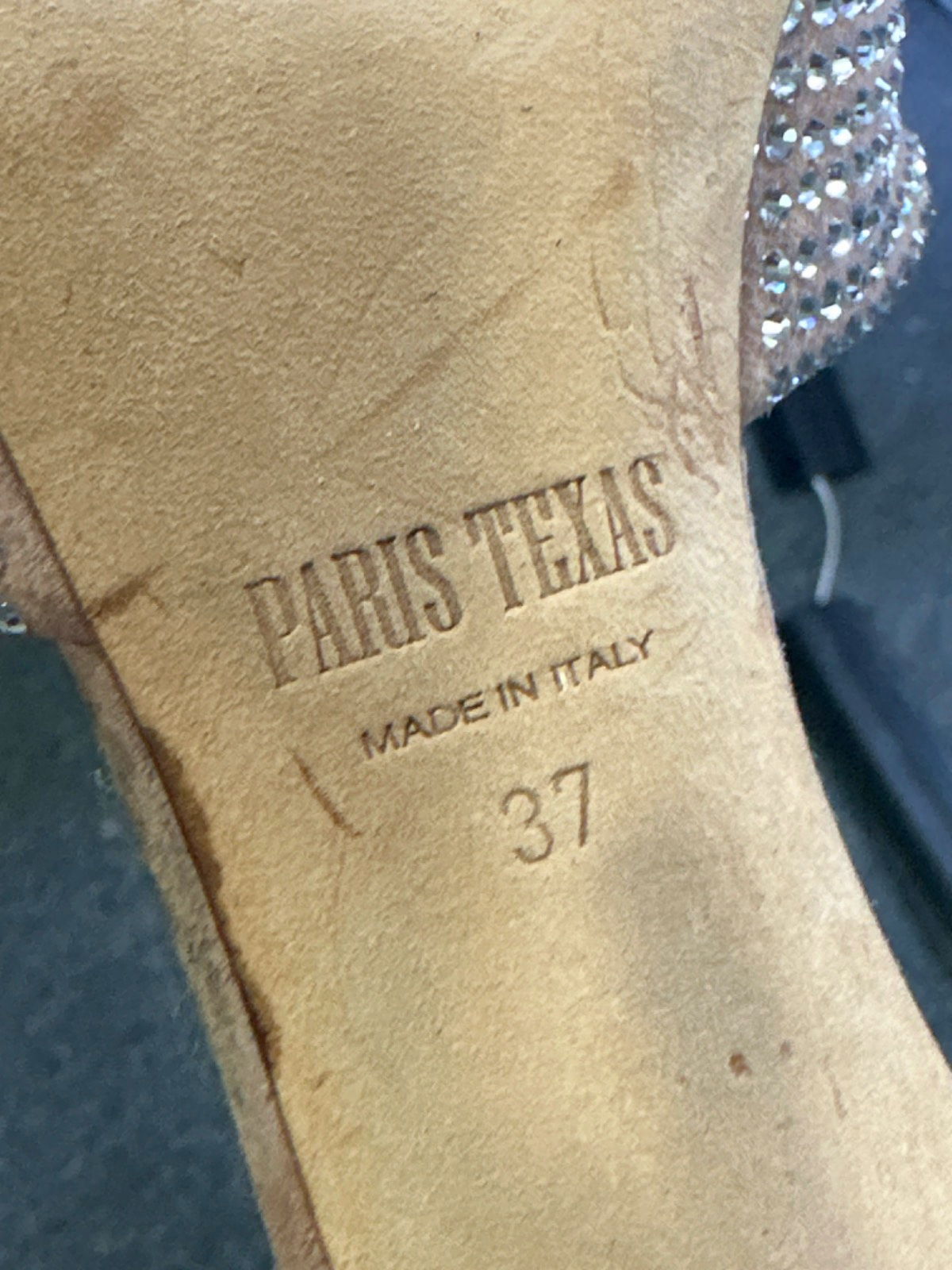 Paris Texas Beige Holly Crystal-Embellished Suede Mules EU 37 UK 4