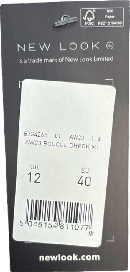 New Look Black/White Boucle Check Mini Skirt UK 12