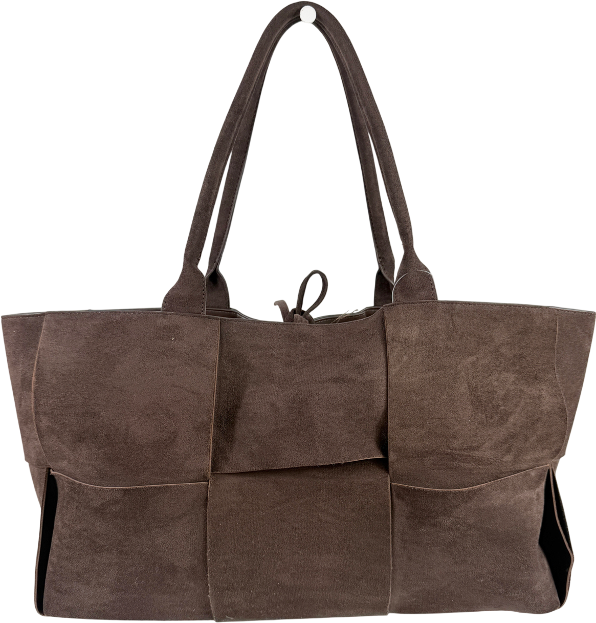 Glamorous Brown Large Woven Faux Suede Tote Bag One Size