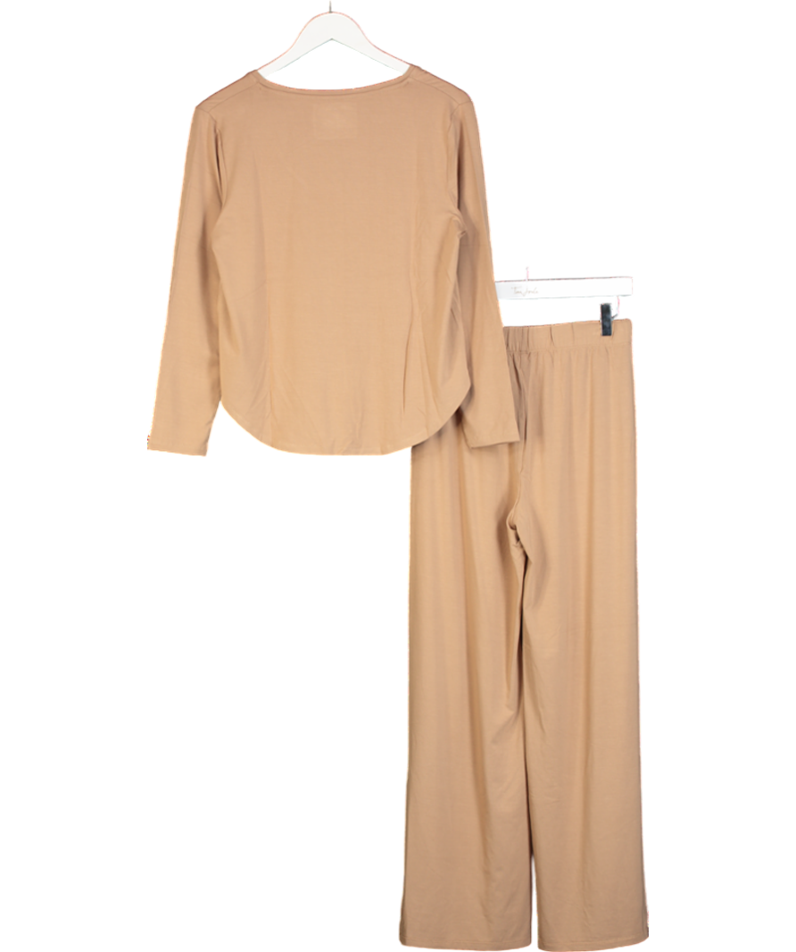 Serena Days Brown V-neck Top & Drawstring Trouser Pyjama Set UK XS