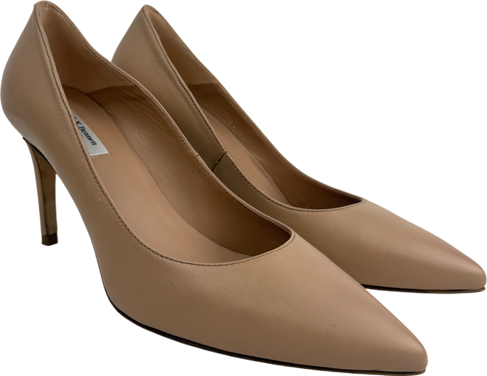 LK Bennett Nude Classic Fern Beige Leather Pointed Toe Courts UK 8 EU 41 👠