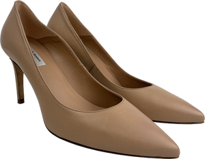LK Bennett Nude Classic Fern Beige Leather Pointed Toe Courts UK 8 EU 41