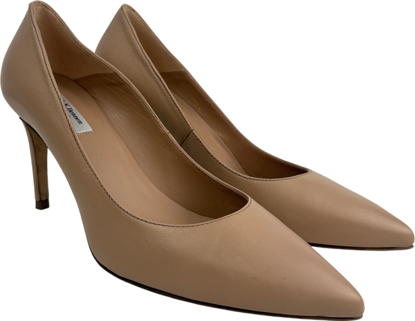 LK Bennett Nude Classic Fern Beige Leather Pointed Toe Courts UK 8 EU 41