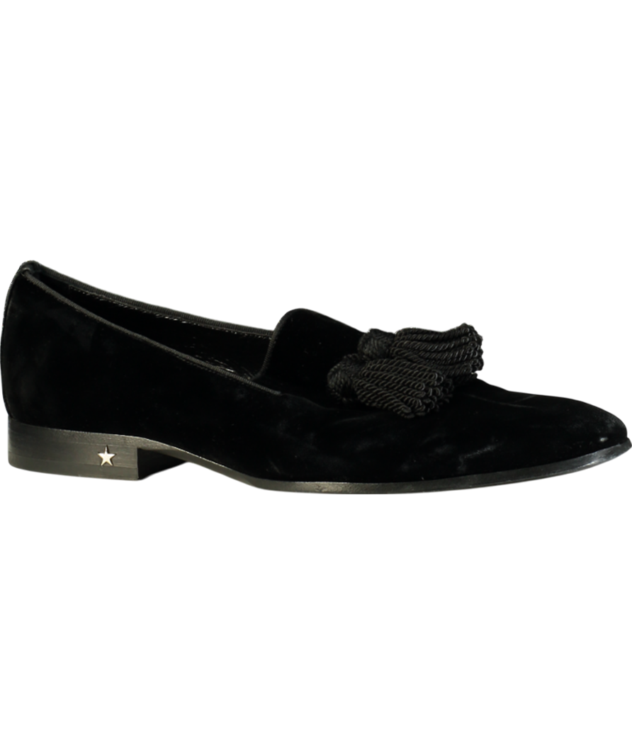 Jimmy Choo Black Foxley Velvet Slip-on Loafers With Tassel UK 8 EU 42 👞
