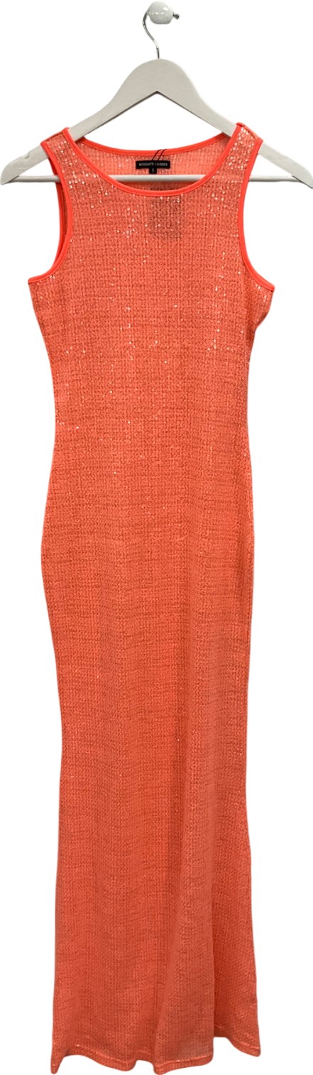 Noughts & Kisses Orange Cinzia Sheer Maxi Dress UK S