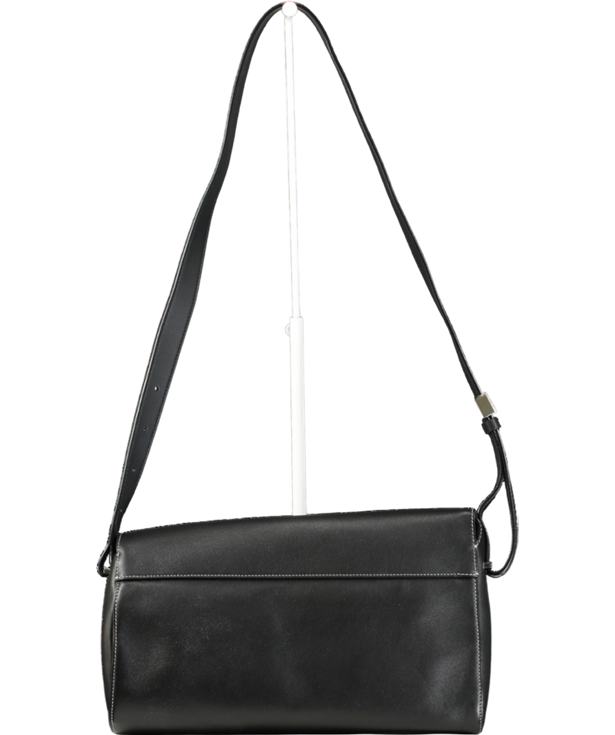 TAD FAB Black Softie Midi Calfskin Leather Shoulder Bag One Size