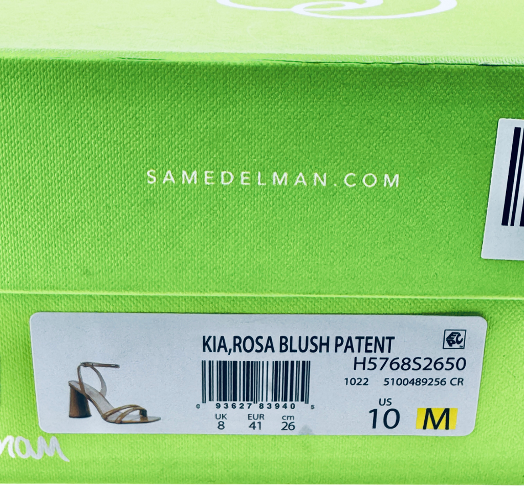 SAM EDELMAN Nude Patent Lather Block Heel Sandals Us10 UK 8 EU 41 👠