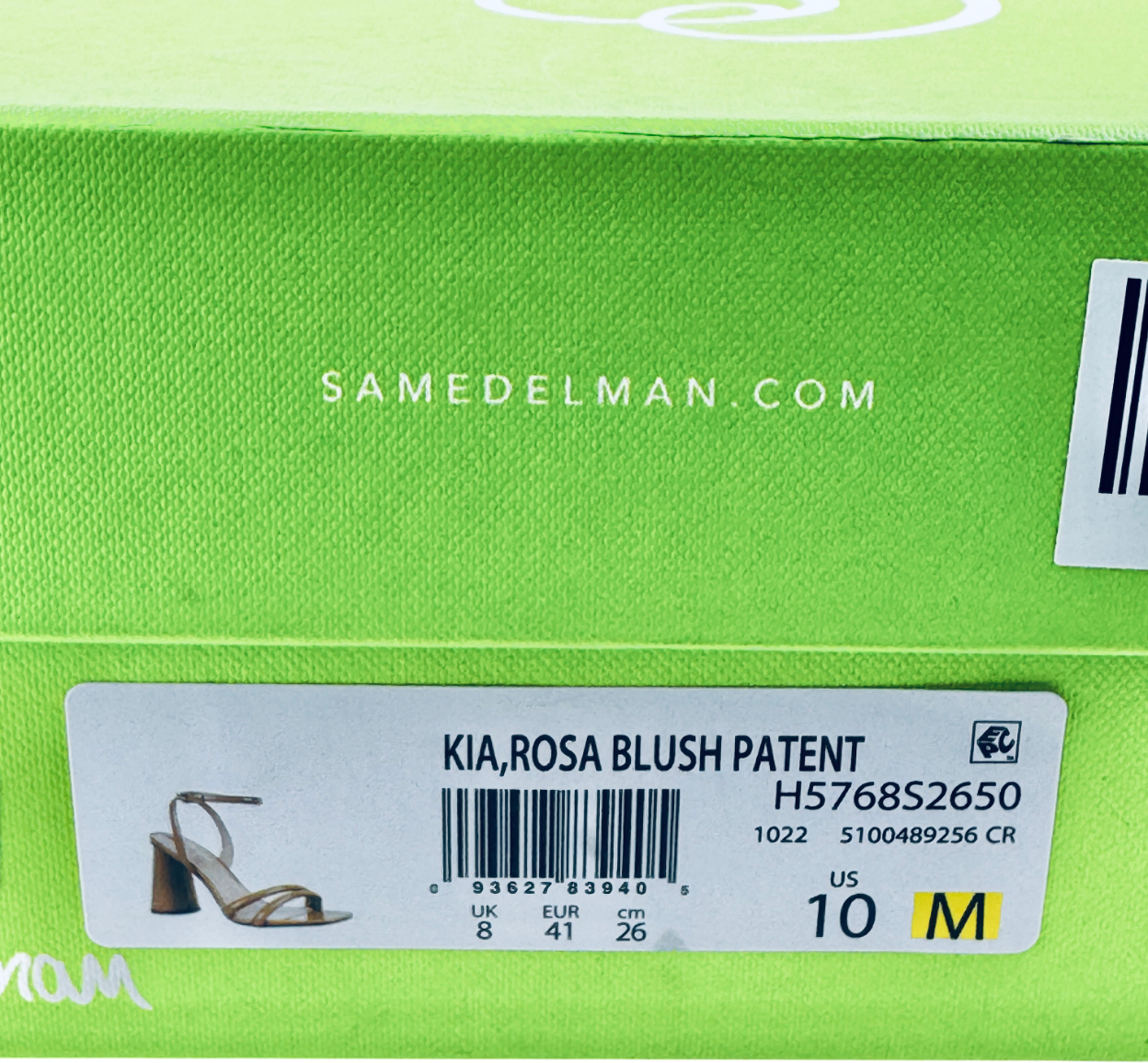 SAM EDELMAN Nude Patent Lather Block Heel Sandals Us10 UK 8 EU 41 👠