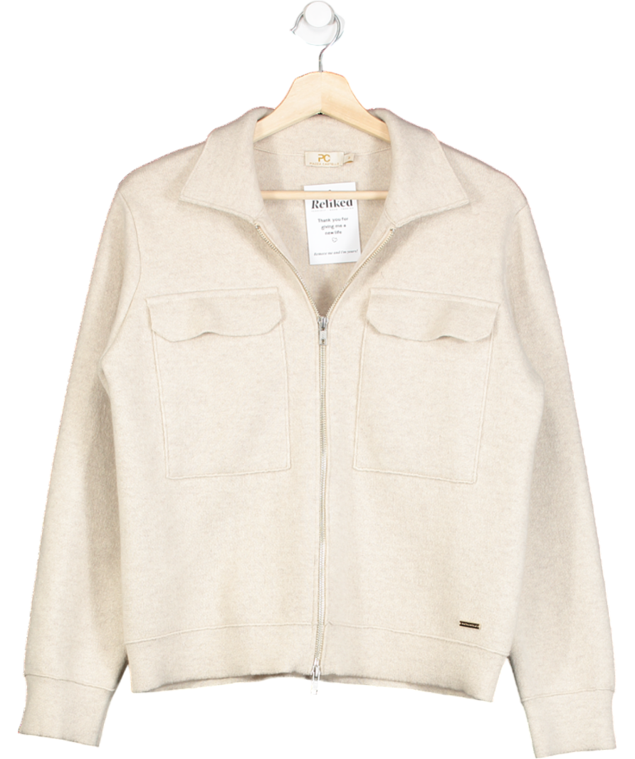 Piazza Castello Beige Lazio Cashmere Zip Utility Jacket UK M