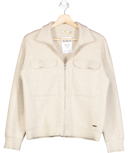 Piazza Castello Beige Lazio Cashmere Zip Utility Jacket UK M