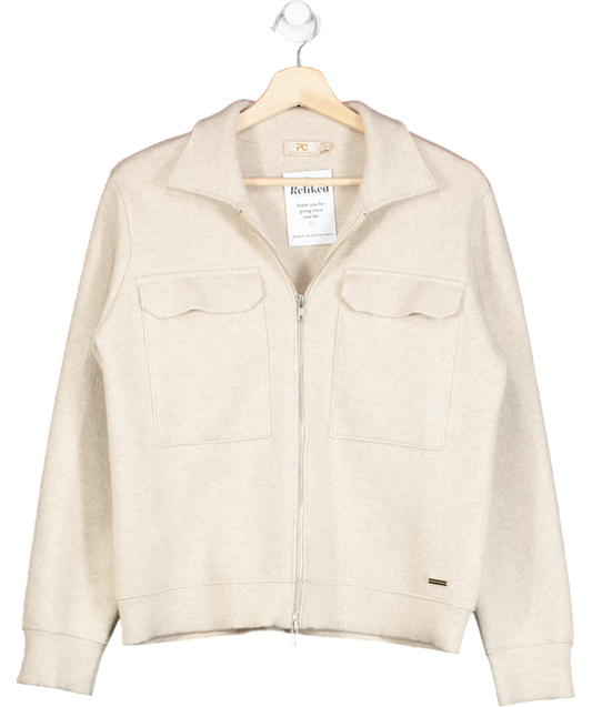 Piazza Castello Beige Lazio Cashmere Zip Utility Jacket UK M