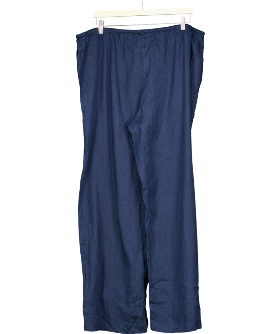 H&M Blue Linen Drawstring Trousers UK XL