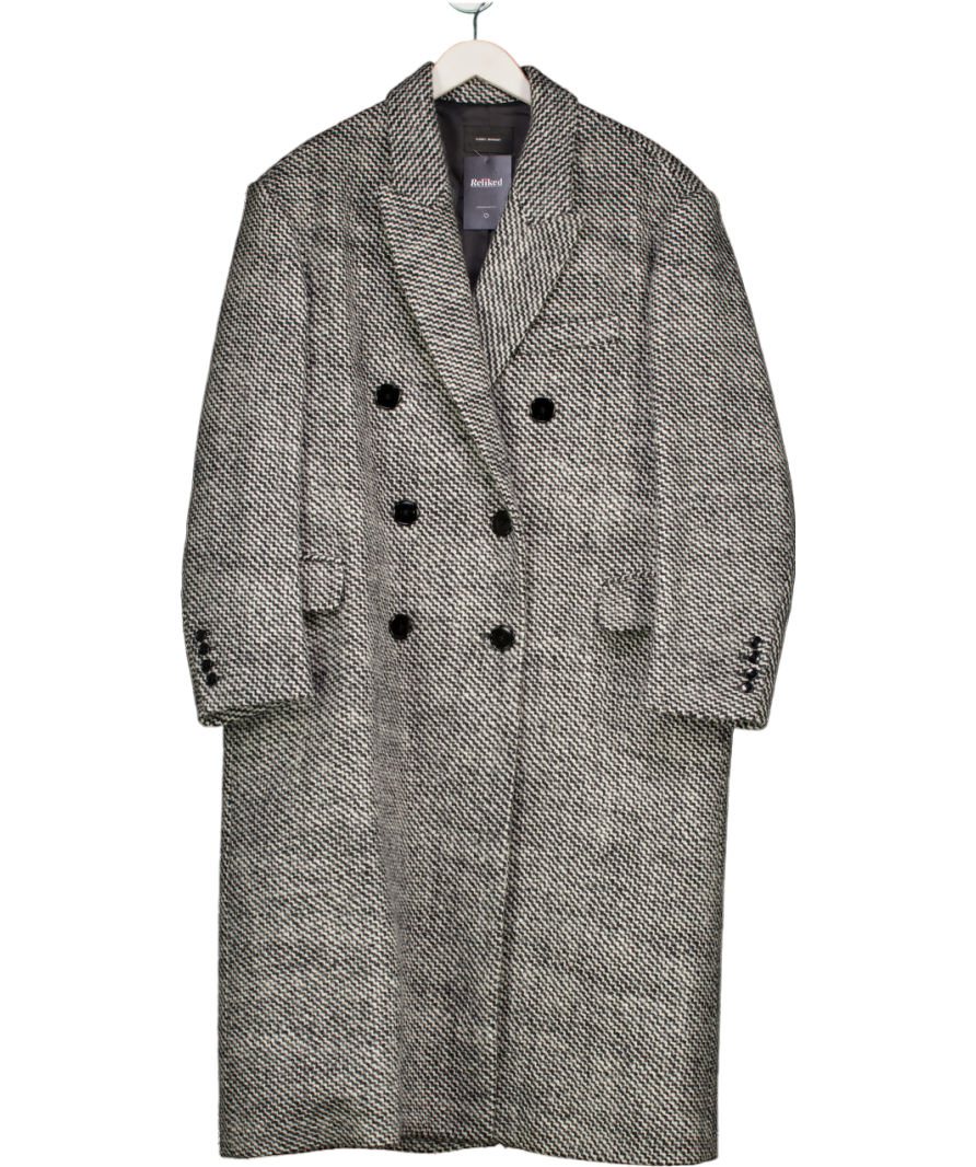 Isabel Marant Black / White Lojimiko Oversized Wool-blend Coat Fr40 UK 12