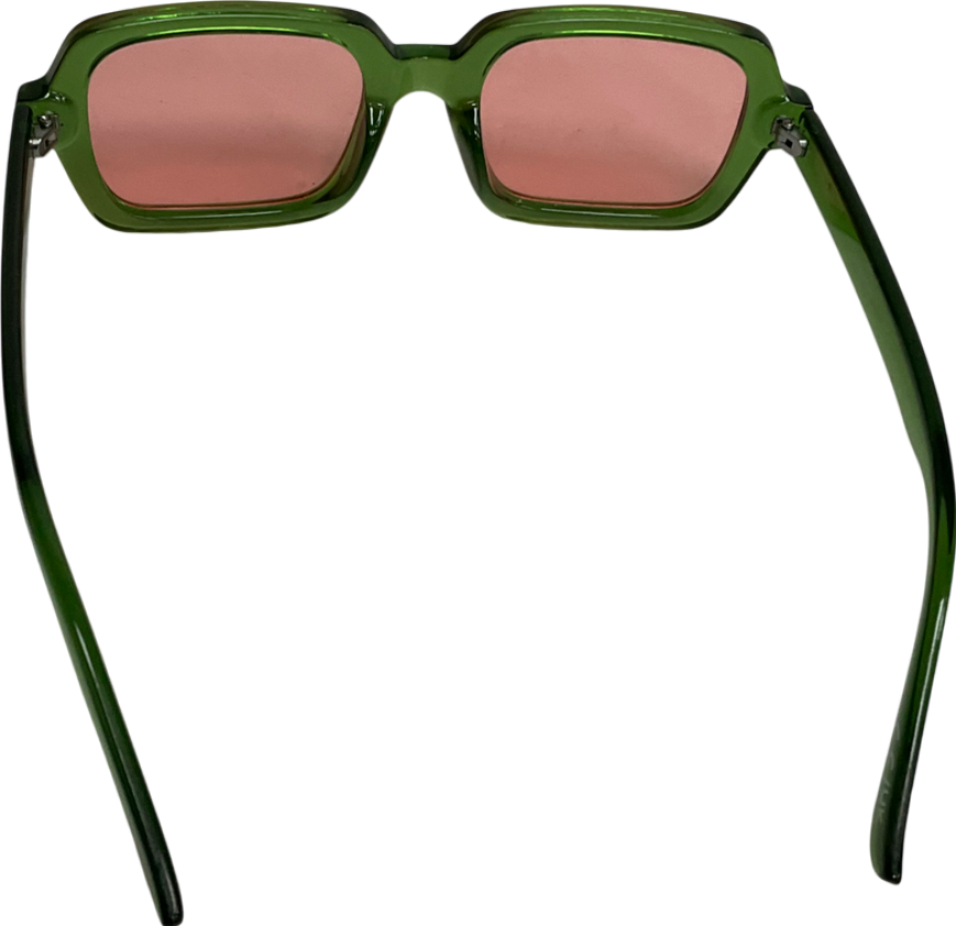 Square Sunglasses In Green With Pink Lens One Size