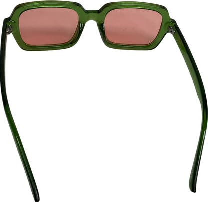 Square Sunglasses In Green With Pink Lens One Size