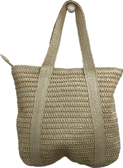 Beige Large Straw Tote Bag One Size