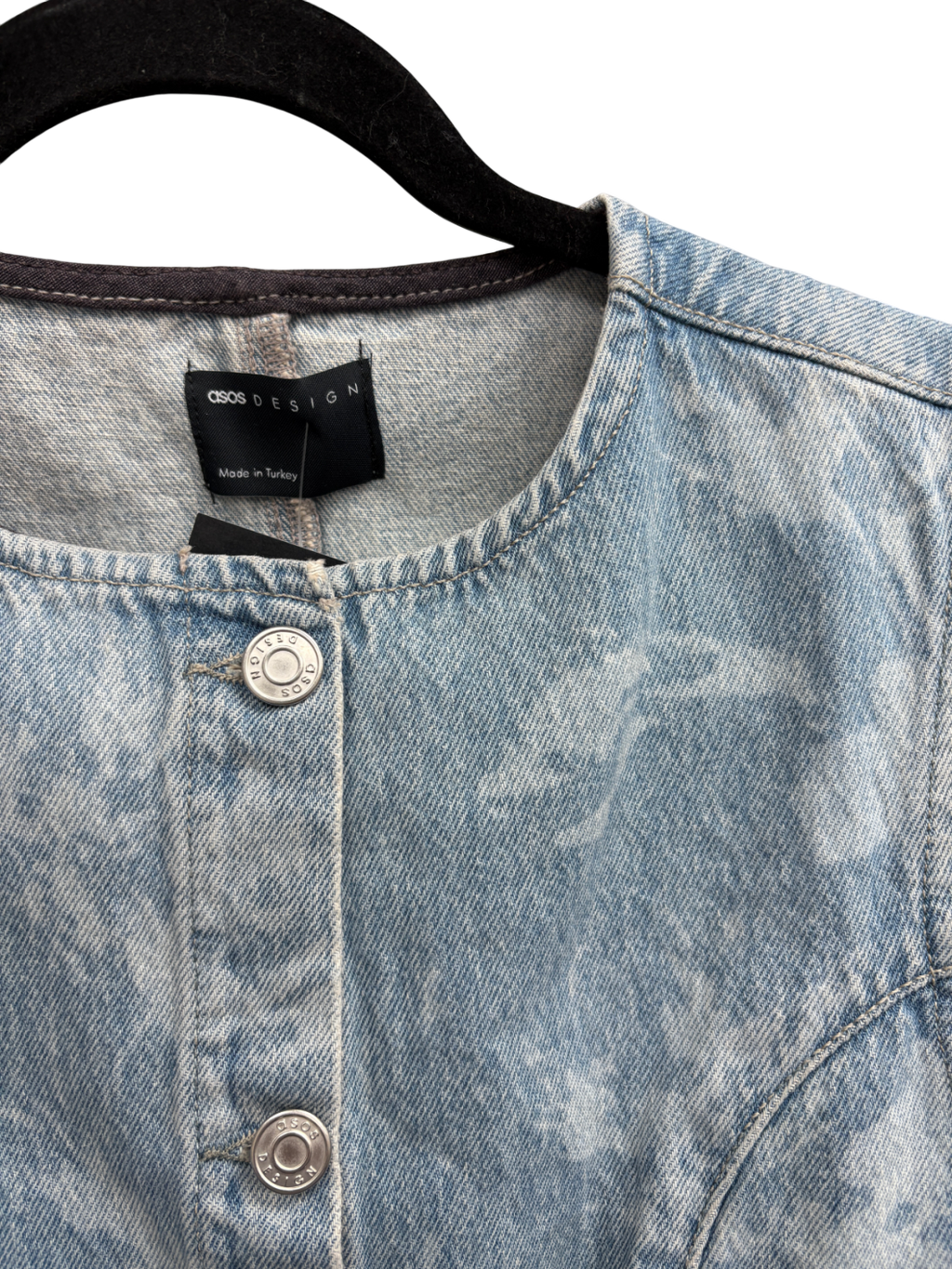 ASOS Blue floral Denim 2-piece Waistcoat And Straight Leg Jeans Set UK 10