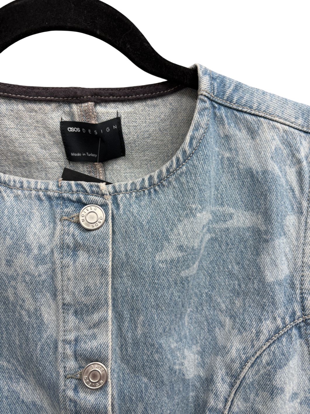 ASOS Blue floral Denim 2-piece Waistcoat And Straight Leg Jeans Set UK 10