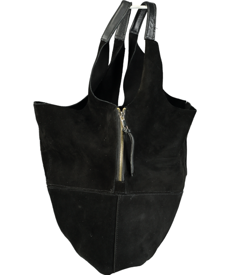 River Island Black Panel Suede Slouch Tote Bag