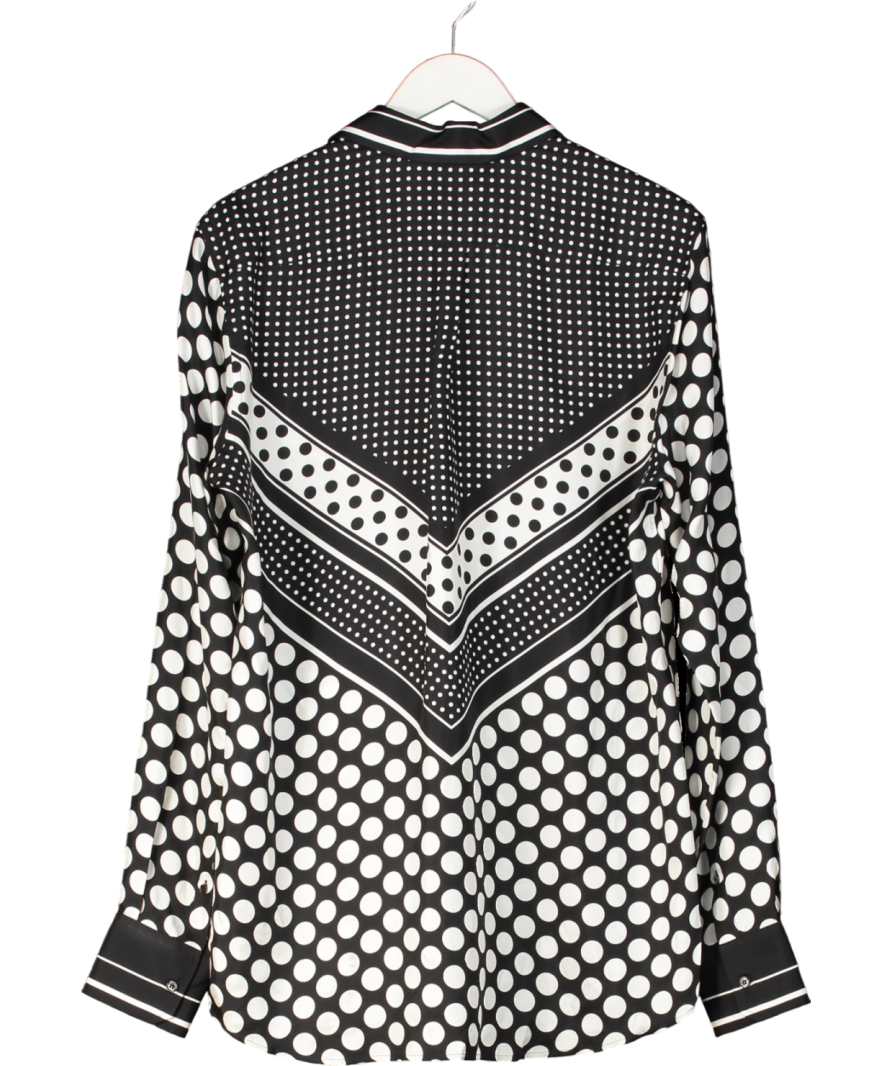 Dolce & Gabbana Black Polka Dot Martini-fit Silk Shirt UK L