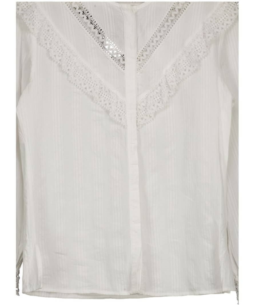 DONDUP White Shirt With A Decorative Ruffle It42 UK 10