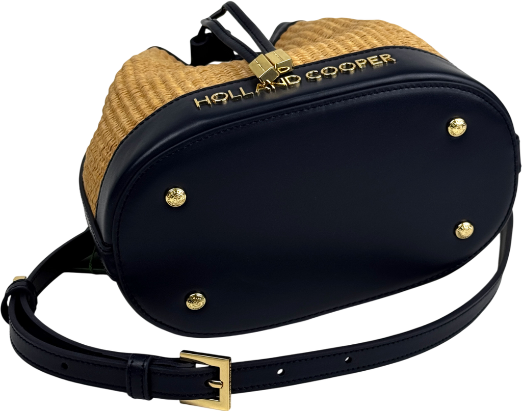 HOLLAND COOPER Abbot Bucket Bag Rattan / Navy Blue