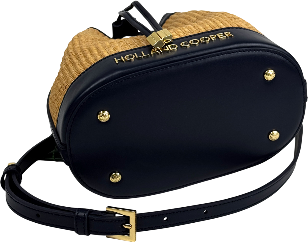 HOLLAND COOPER Abbot Bucket Bag Rattan / Navy Blue