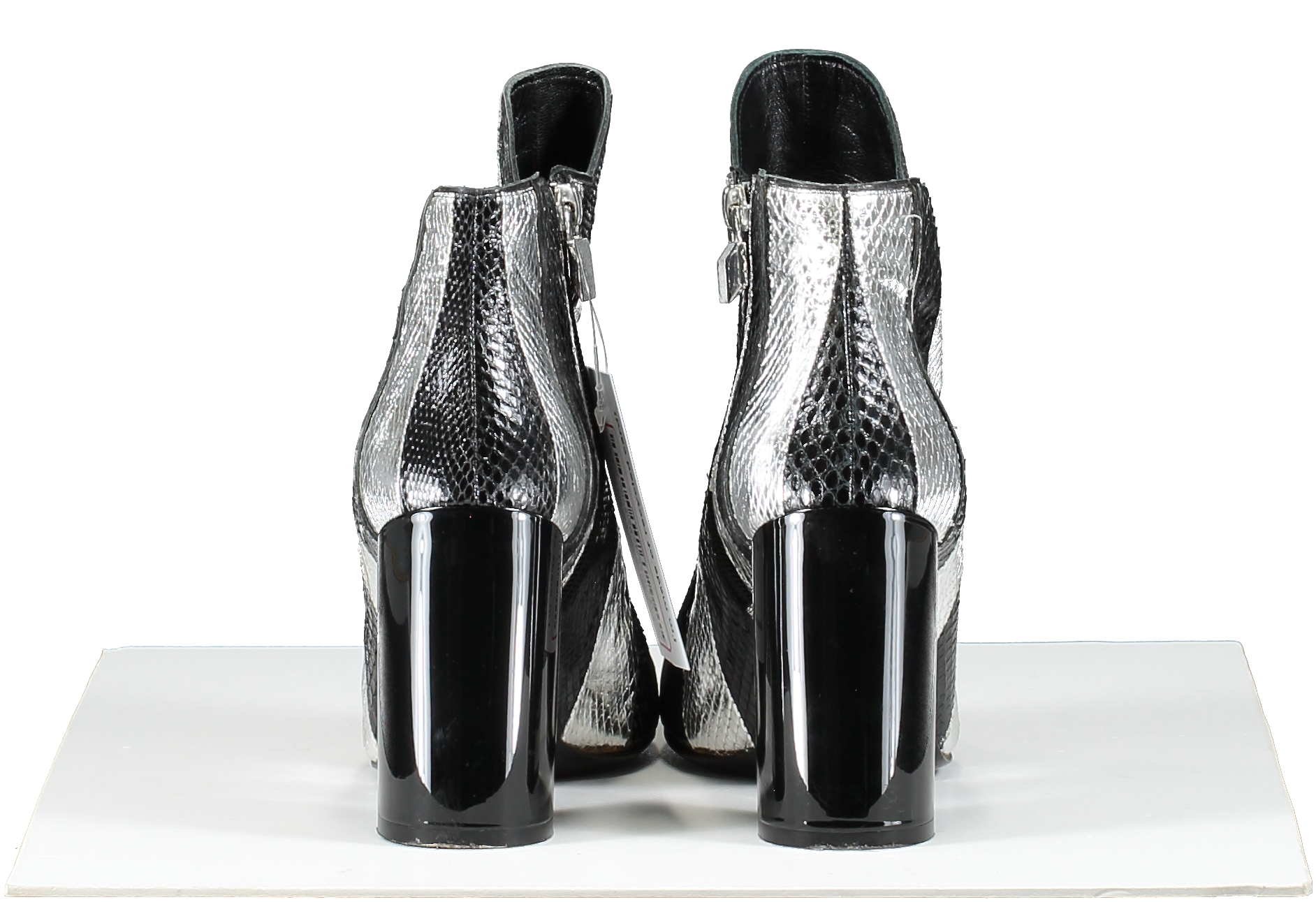 Pierre Hardy Metallic Belle Striped Snakeskin Ankle Boot, Black/silver UK 5 EU 38 👠